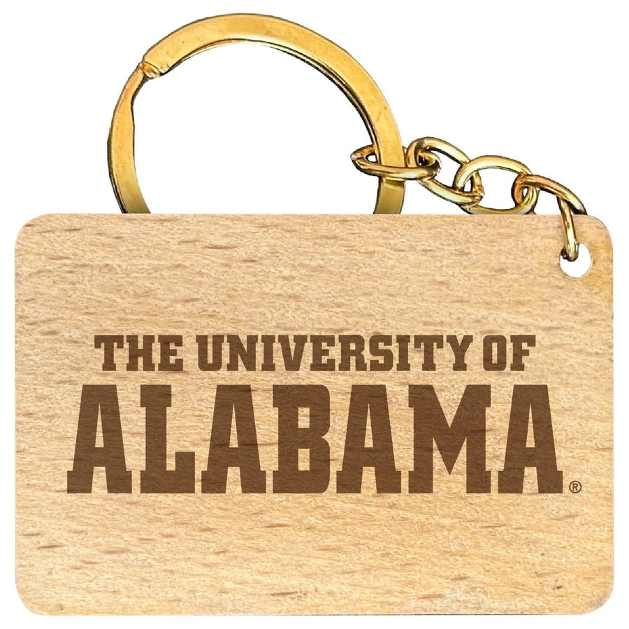 Alabama Crimson Tide Engraved Flat Wood Keychain 1.5" x 2.5" Officially Licensed Collegiate Product Image 1