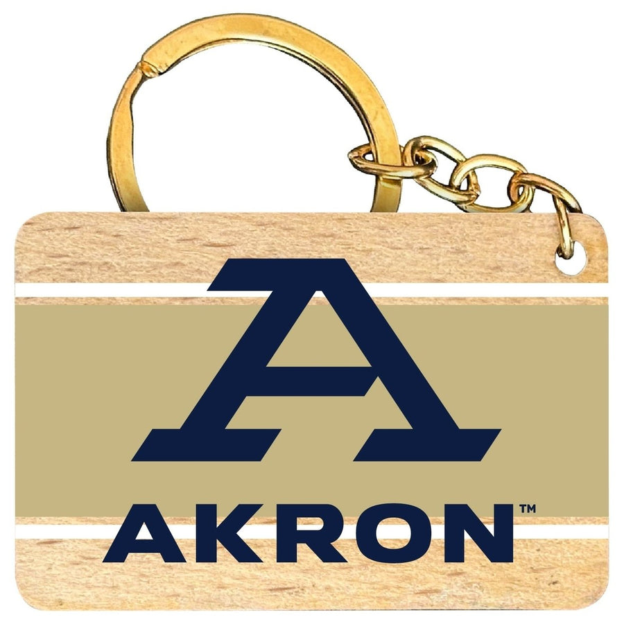 Akron Zips Flat Wood Keychain 1.5" x 2.5" Officially Licensed Collegiate Product Image 1