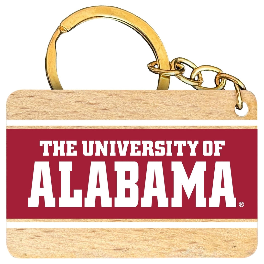 Alabama Crimson Tide Flat Wood Keychain 1.5" x 2.5" Officially Licensed Collegiate Product Image 1