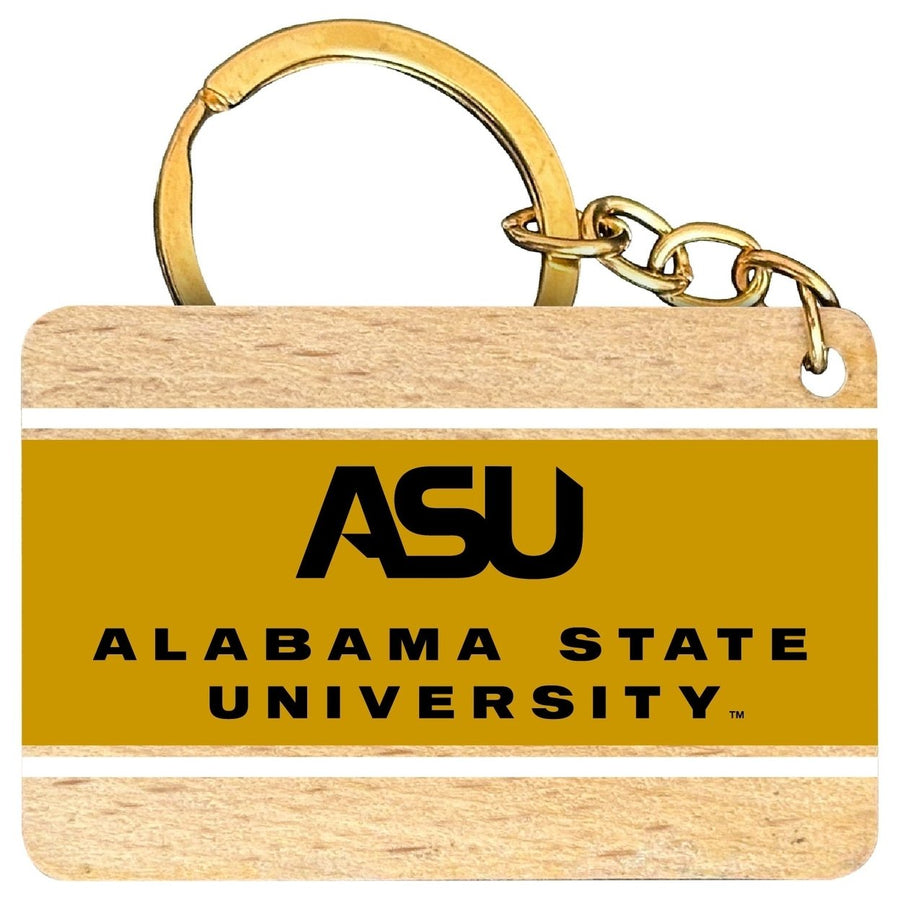 Alabama State University Flat Wood Keychain 1.5" x 2.5" Officially Licensed Collegiate Product Image 1