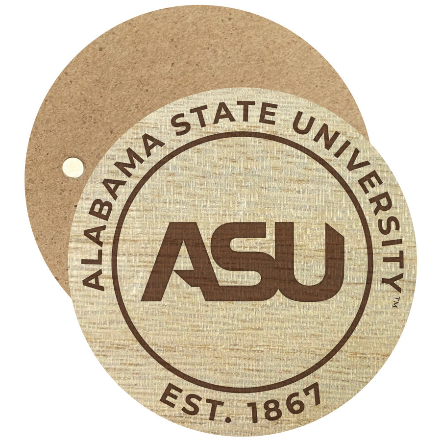 Alabama State University Engraved Round Wooden 2.5" Fridge Magnet Officially Licensed Collegiate Product Image 1