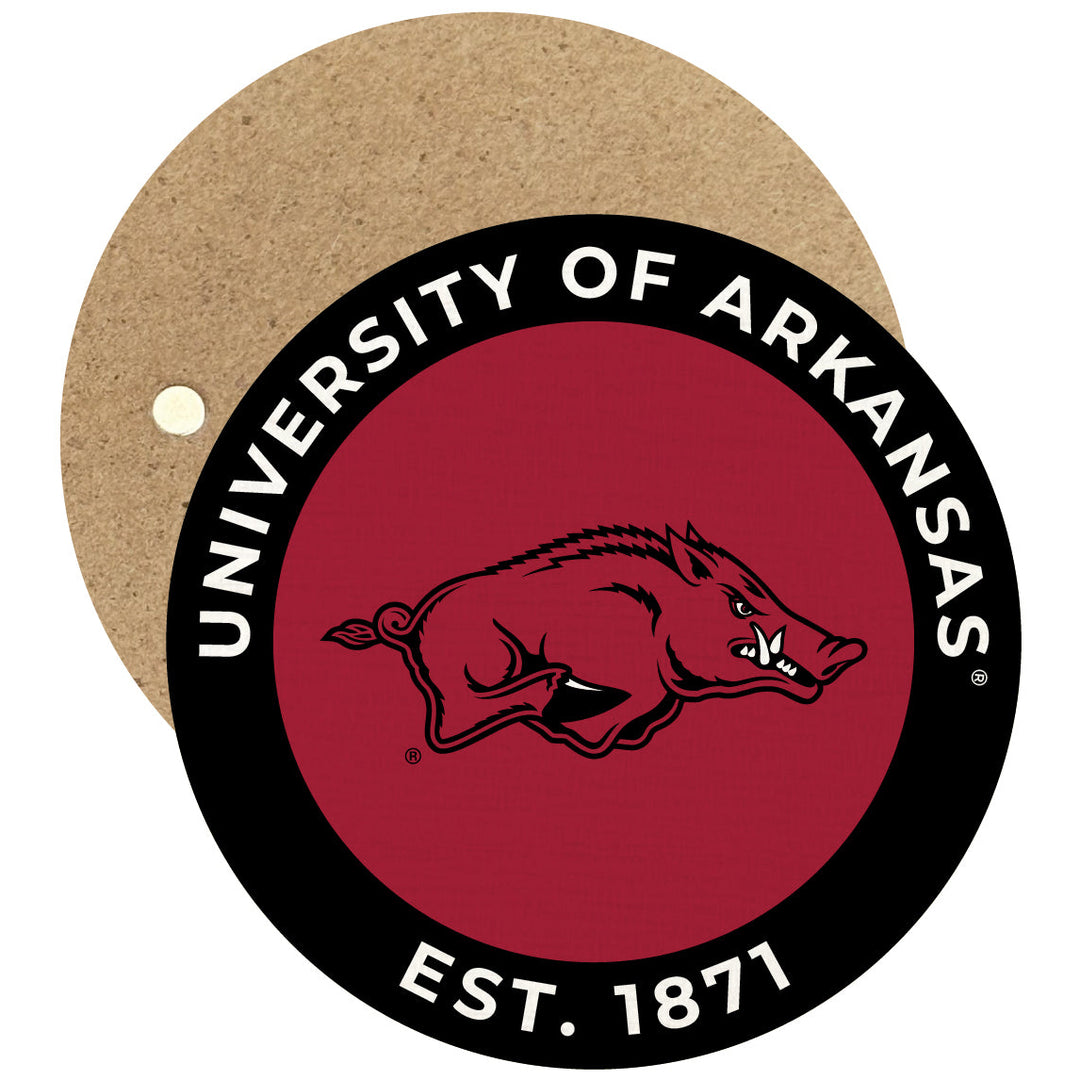 Arkansas Razorbacks Round Wooden 2.5" Fridge Magnet Officially Licensed Collegiate Product Image 1