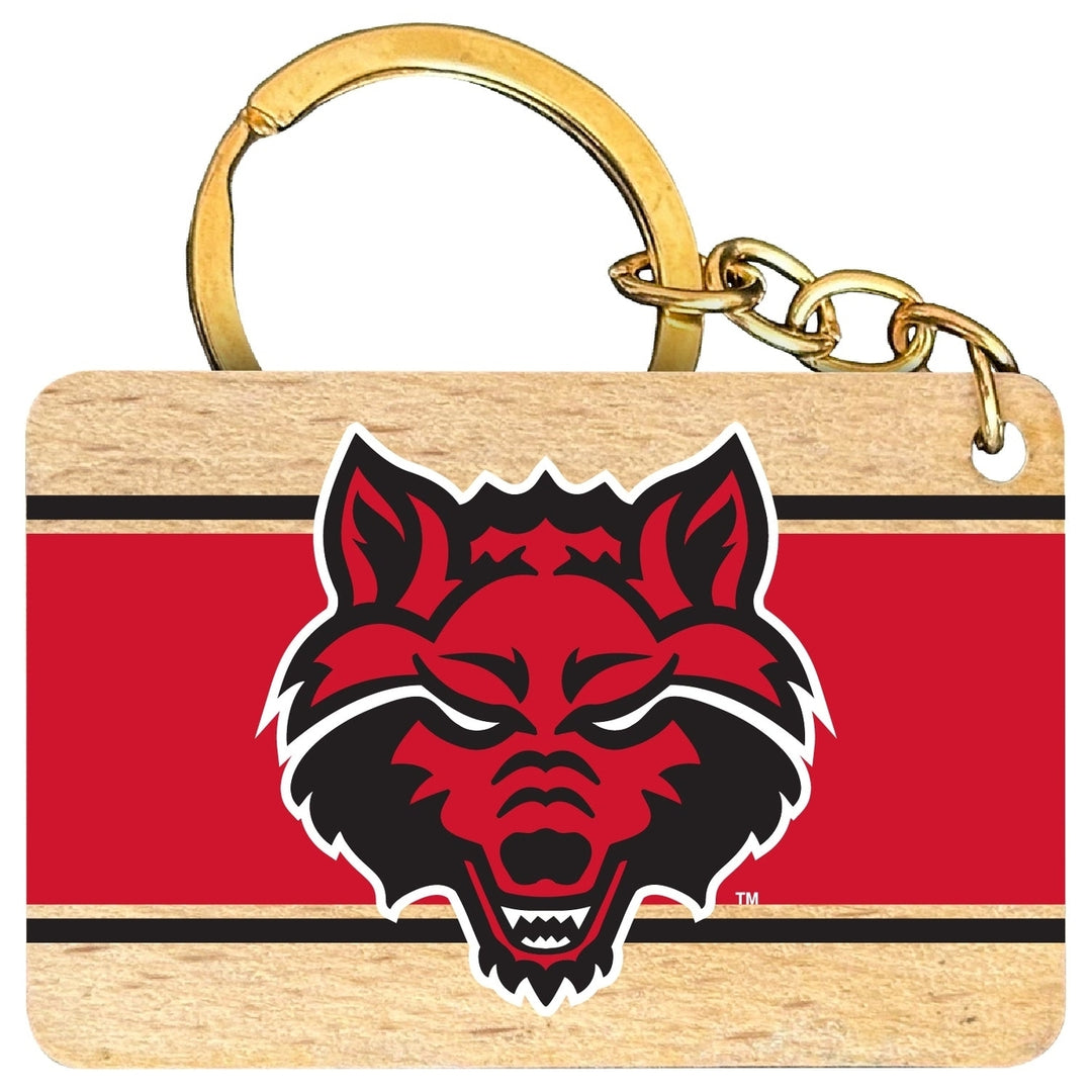 Arkansas State Flat Wood Keychain 1.5" x 2.5" Officially Licensed Collegiate Product Image 1