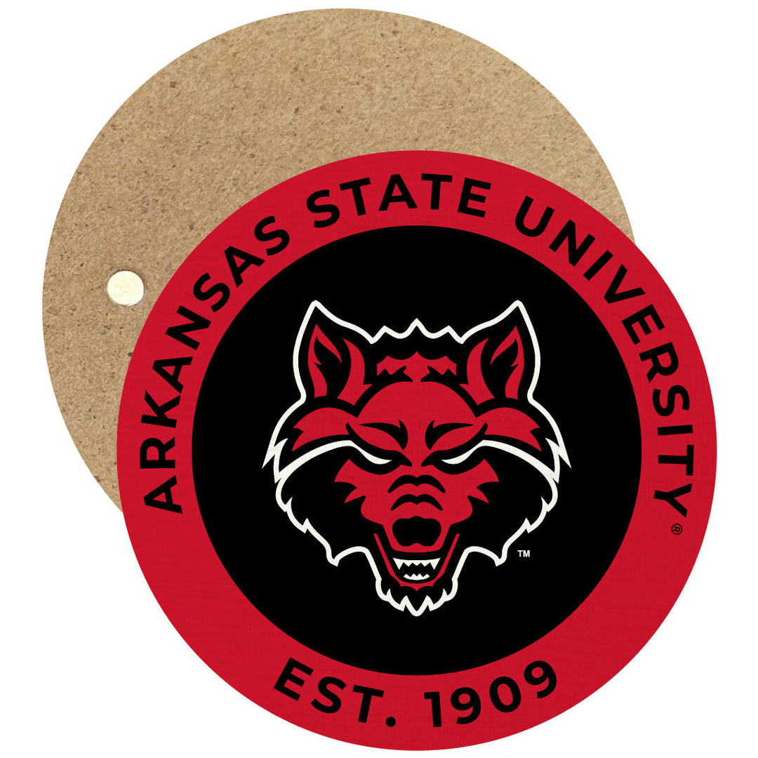 Arkansas State Round Wooden 2.5" Fridge Magnet Officially Licensed Collegiate Product Image 1