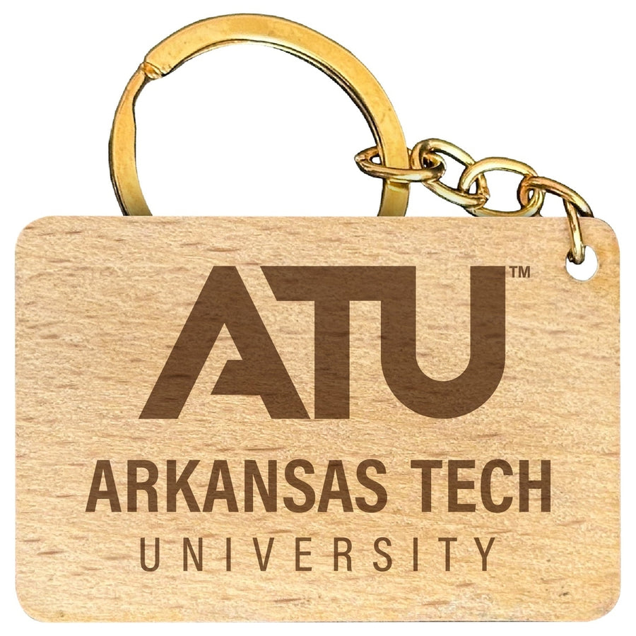 Arkansas Tech University Engraved Flat Wood Keychain 1.5" x 2.5" Officially Licensed Collegiate Product Image 1