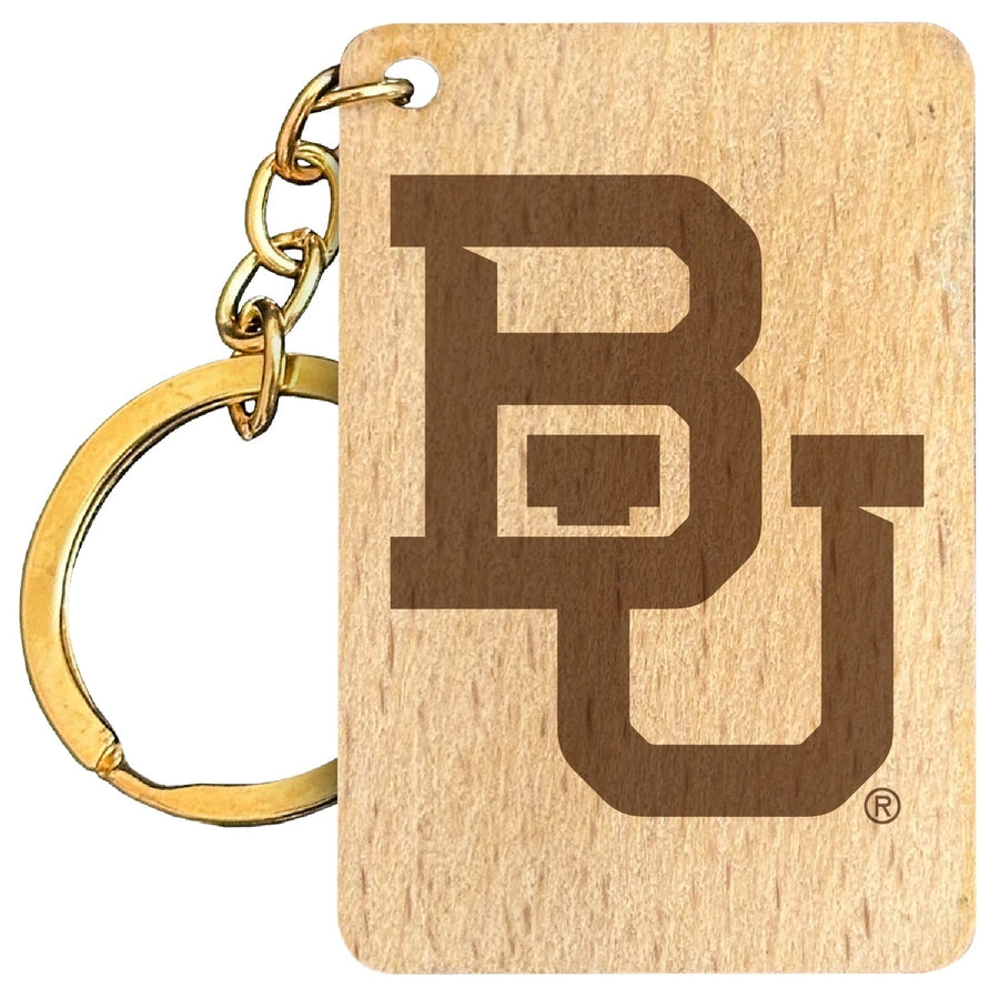 Baylor Bears Engraved Flat Wood Keychain 1.5" x 2.5" Officially Licensed Collegiate Product Image 1