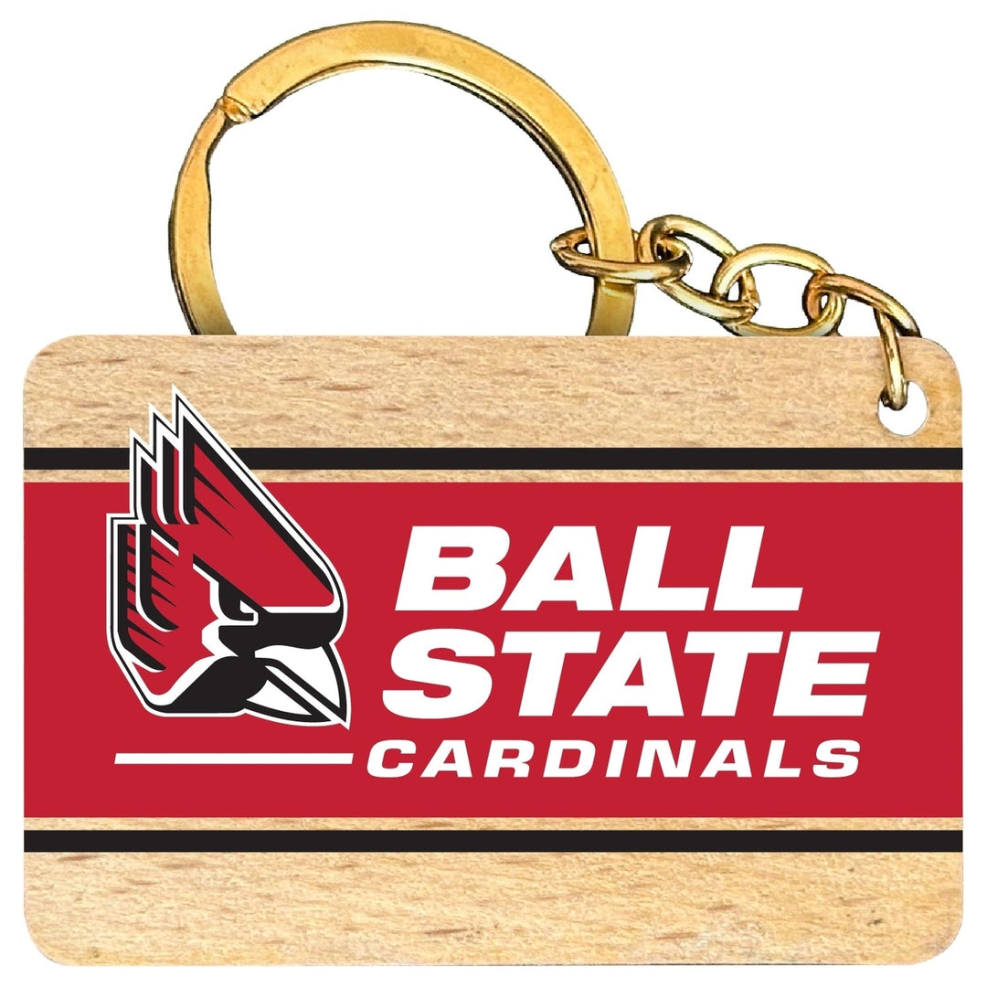 Ball State University Flat Wood Keychain 1.5" x 2.5" Officially Licensed Collegiate Product Image 1