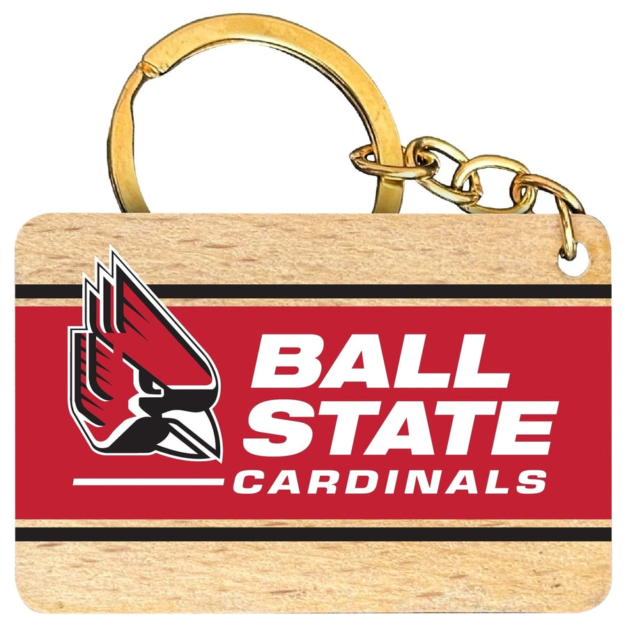 Ball State University Flat Wood Keychain 1.5" x 2.5" Officially Licensed Collegiate Product Image 1