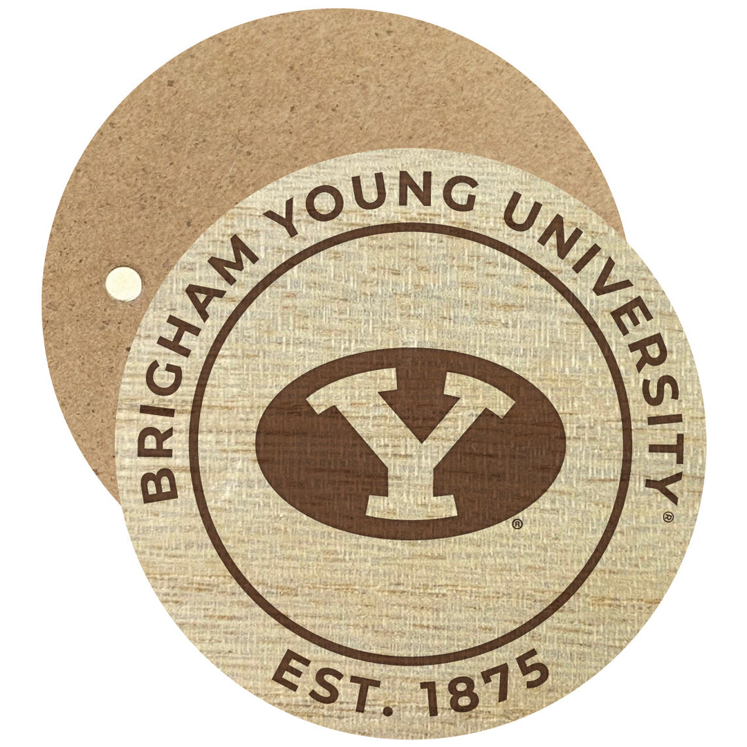 Brigham Young Cougars Engraved Round Wooden 2.5" Fridge Magnet Officially Licensed Collegiate Product Image 1