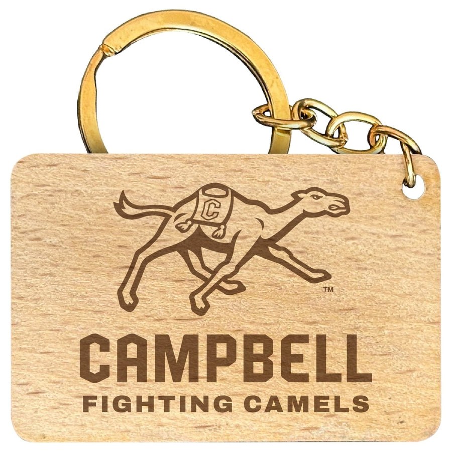 Campbell University Fighting Camels Engraved Flat Wood Keychain 1.5" x 2.5" Officially Licensed Collegiate Product Image 1