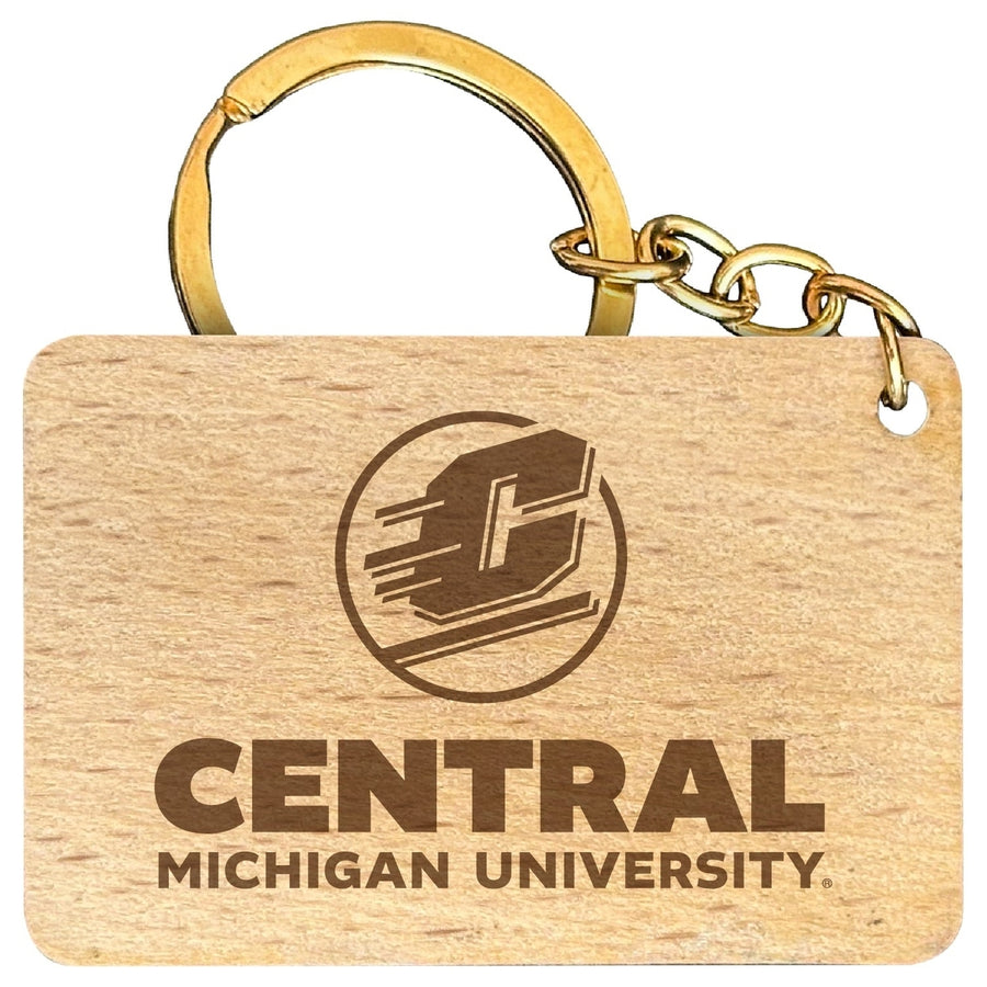 Central Michigan University Engraved Flat Wood Keychain 1.5" x 2.5" Officially Licensed Collegiate Product Image 1