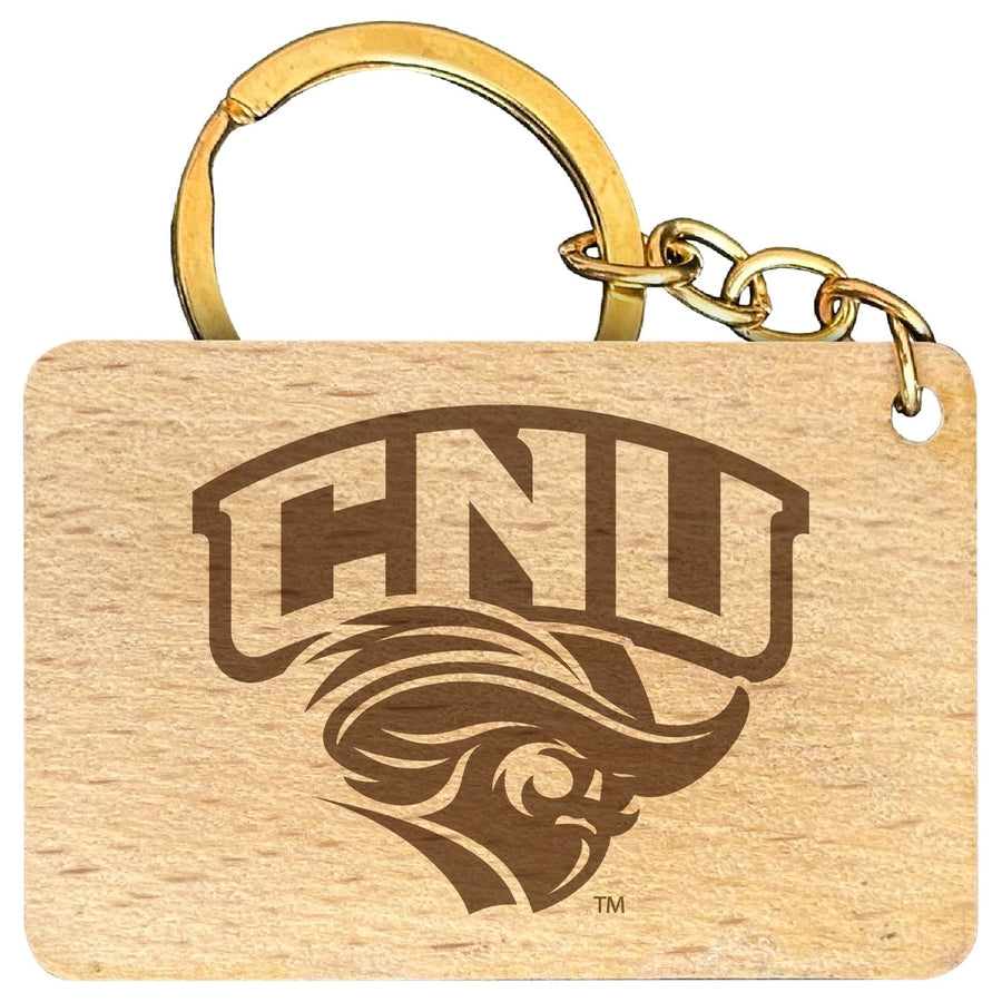 Christopher Newport Captains Engraved Flat Wood Keychain 1.5" x 2.5" Officially Licensed Collegiate Product Image 1