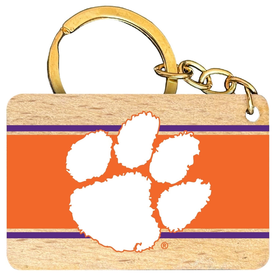 Clemson Tigers Flat Wood Keychain 1.5" x 2.5" Officially Licensed Collegiate Product Image 1