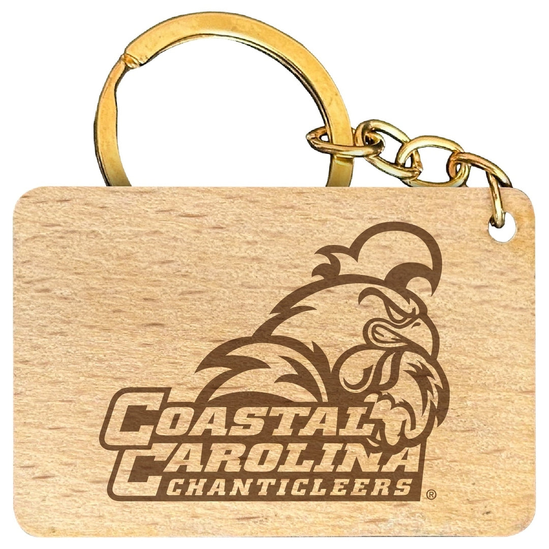 Coastal Carolina University Engraved Flat Wood Keychain 1.5" x 2.5" Officially Licensed Collegiate Product Image 1