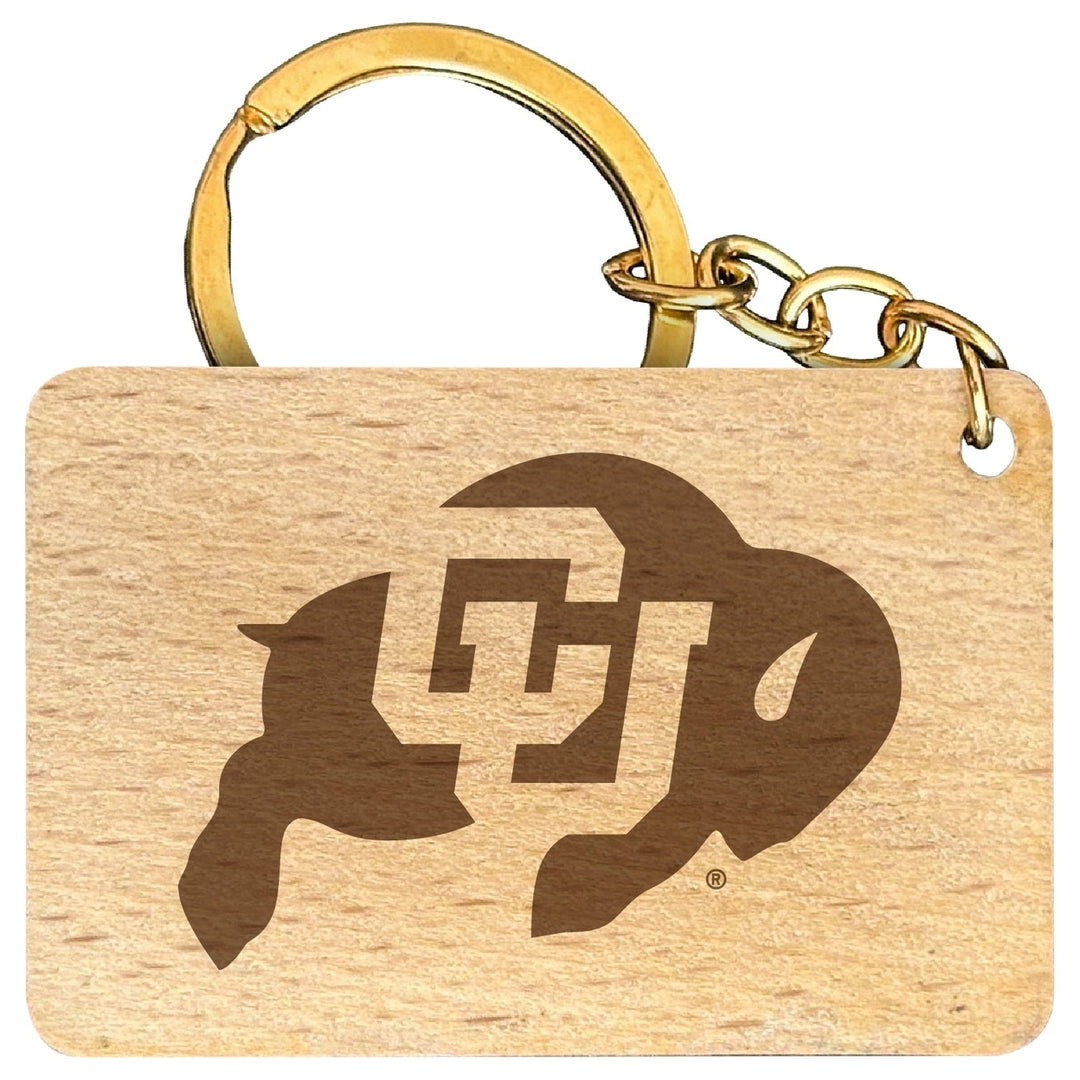 Colorado Buffaloes Engraved Flat Wood Keychain 1.5" x 2.5" Officially Licensed Collegiate Product Image 1