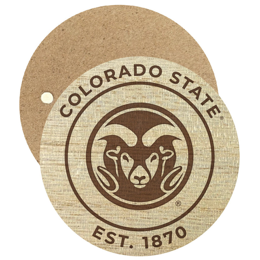 Colorado State Rams Engraved Round Wooden 2.5" Fridge Magnet Officially Licensed Collegiate Product Image 1