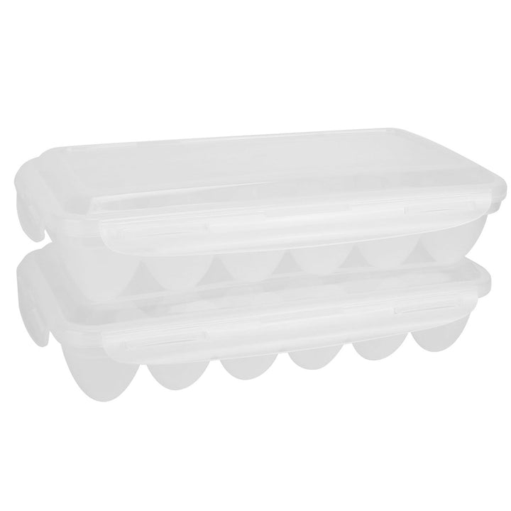 2Pcs Plastic Egg Holder Stackable Egg Storage Box Egg Rack for Refrigerator 18 Cavity Per Container Dishwasher Safe Image 9