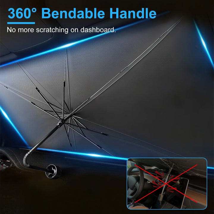 57x33In Foldable Car Sun Umbrella Universal Sun Blocker Shield Shade Silver Titanium Sun Protector with Carry Bag for Image 3