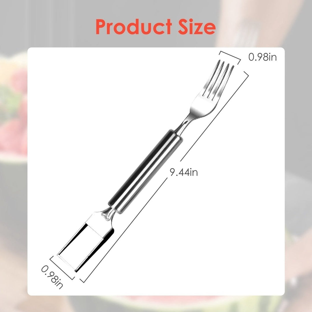 5Pcs 2 in 1 Watermelon Cutter Slicer Fork Stainless Steel Dual Head Watermelon Fruit Cutting Fork Knife For Summer Image 7