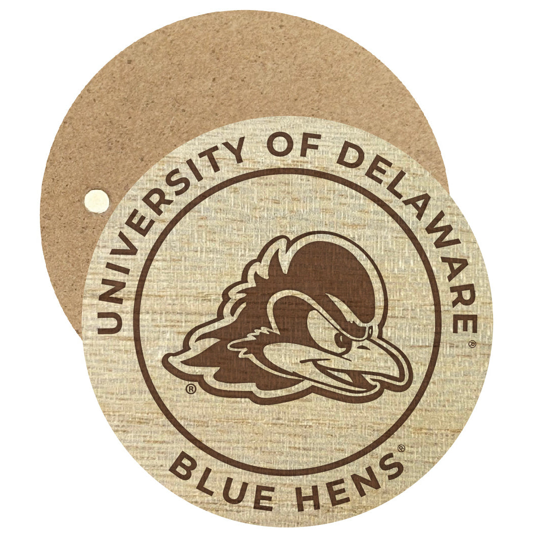 Delaware Blue Hens Engraved Round Wooden 2.5" Fridge Magnet Officially Licensed Collegiate Product Image 1