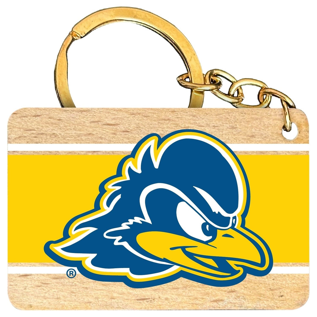 Delaware Blue Hens Flat Wood Keychain 1.5" x 2.5" Officially Licensed Collegiate Product Image 1