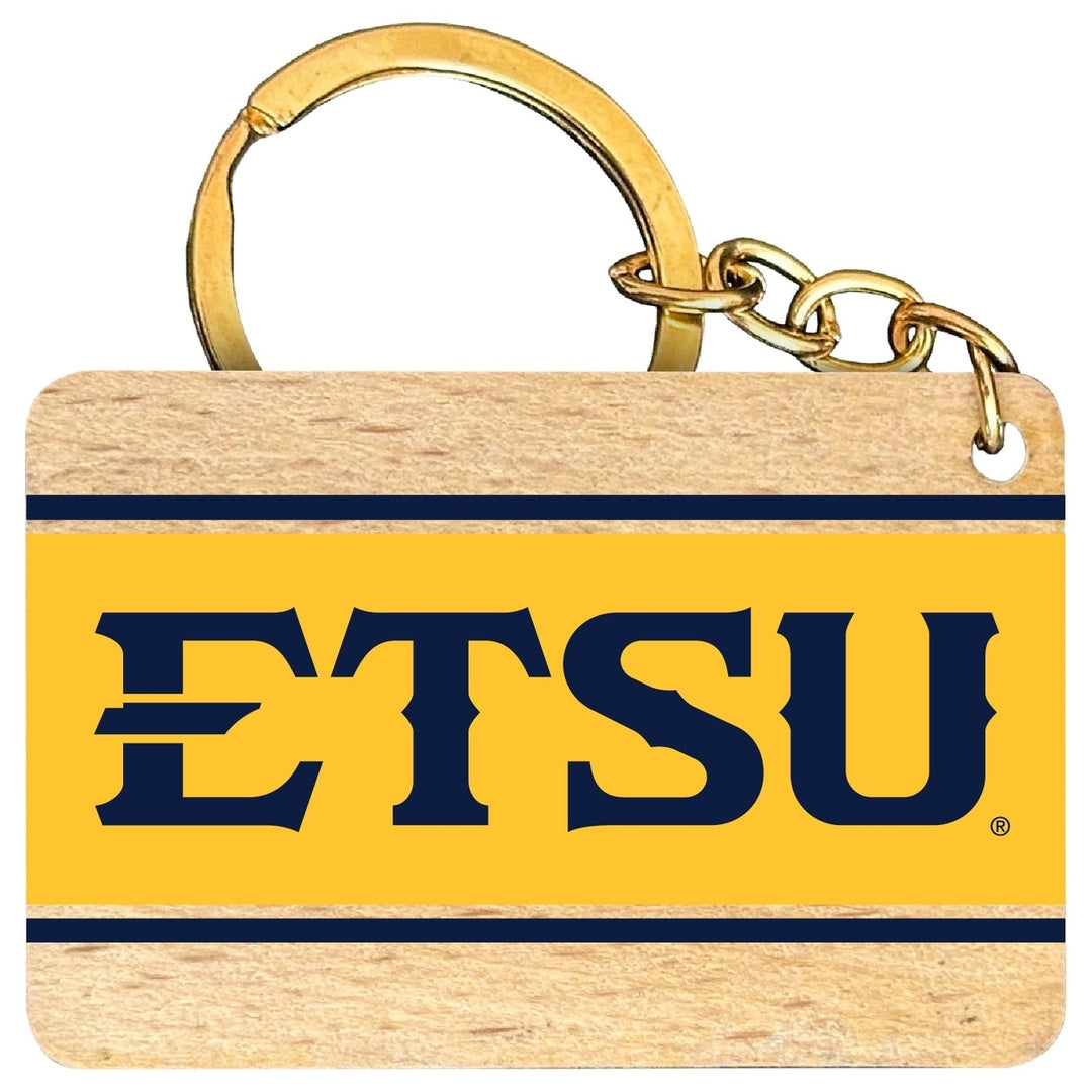 East Tennessee State University Flat Wood Keychain 1.5" x 2.5" Officially Licensed Collegiate Product Image 1