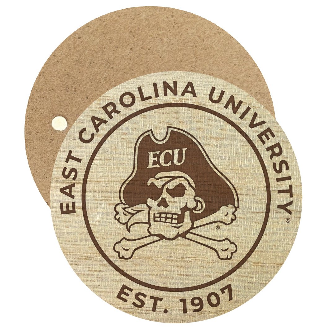 East Carolina Pirates Engraved Round Wooden 2.5" Fridge Magnet Officially Licensed Collegiate Product Image 1