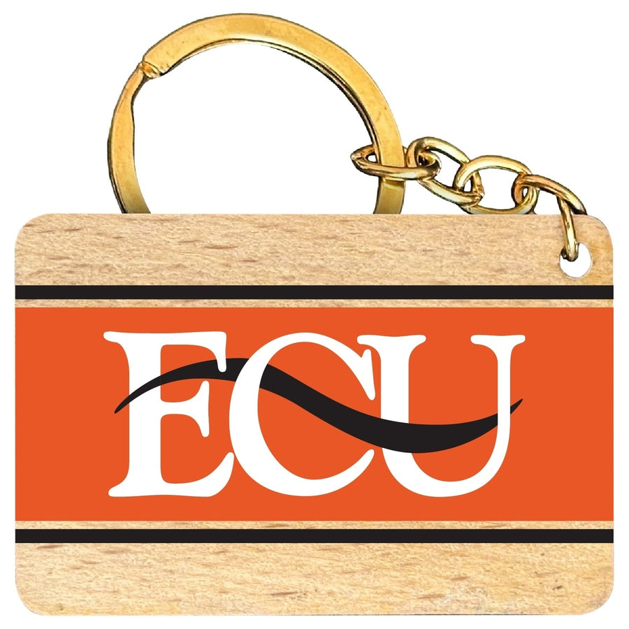 East Central University Tigers Flat Wood Keychain 1.5" x 2.5" Officially Licensed Collegiate Product Image 1