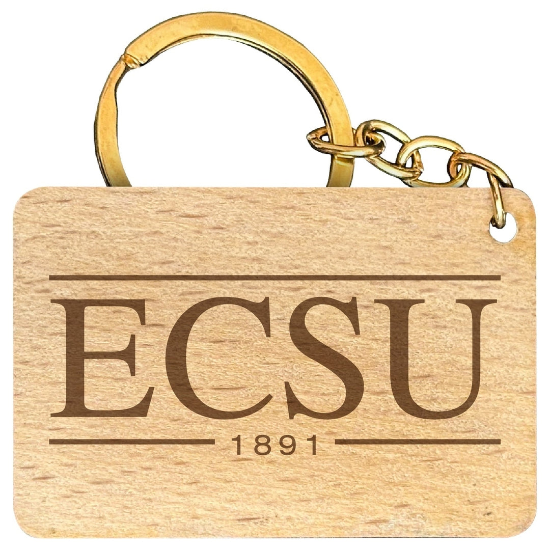 Elizabeth City State University Engraved Flat Wood Keychain 1.5" x 2.5" Officially Licensed Collegiate Product Image 1