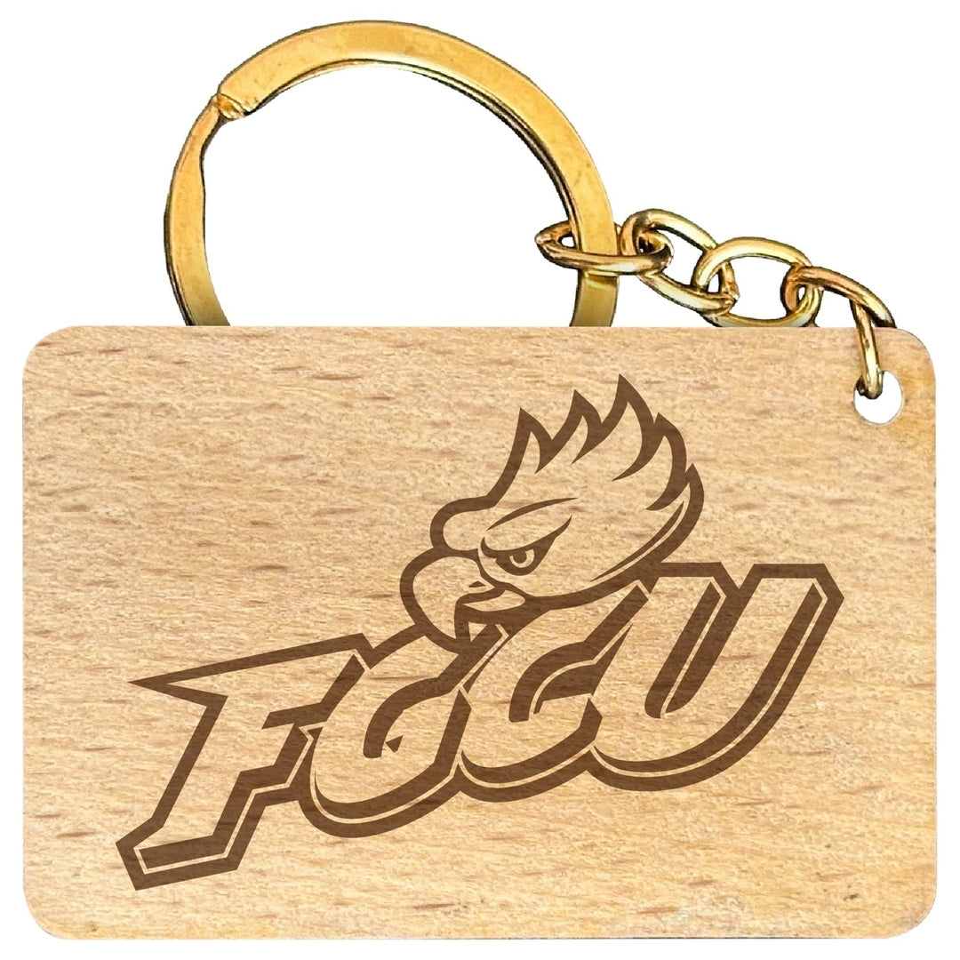 Florida Gulf Coast Eagles Engraved Flat Wood Keychain 1.5" x 2.5" Officially Licensed Collegiate Product Image 1