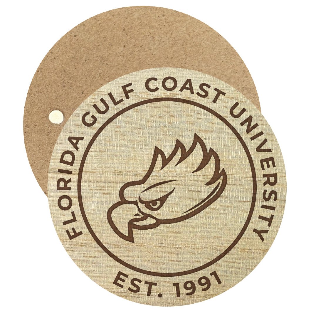 Florida Gulf Coast Eagles Engraved Round Wooden 2.5" Fridge Magnet Officially Licensed Collegiate Product Image 1