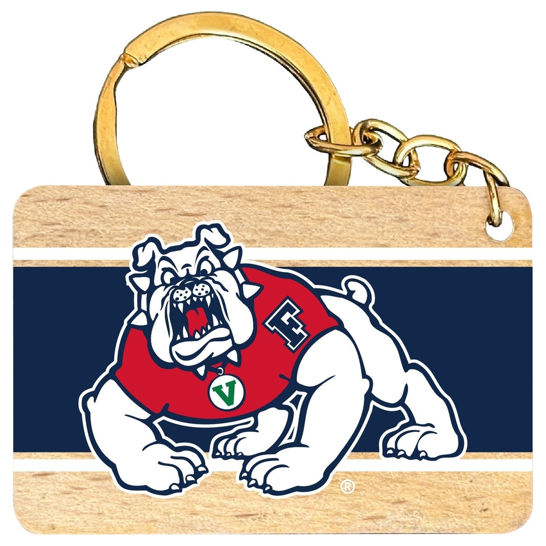 Fresno State Bulldogs Flat Wood Keychain 1.5" x 2.5" Officially Licensed Collegiate Product Image 1