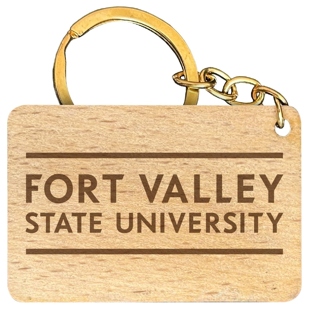 Fort Valley State University Engraved Flat Wood Keychain 1.5" x 2.5" Officially Licensed Collegiate Product Image 1