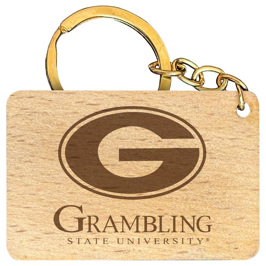 Grambling State Tigers Engraved Flat Wood Keychain 1.5" x 2.5" Officially Licensed Collegiate Product Image 1