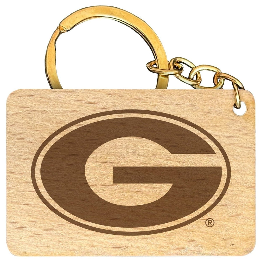 Georgia Bulldogs Engraved Flat Wood Keychain 1.5" x 2.5" Officially Licensed Collegiate Product Image 1