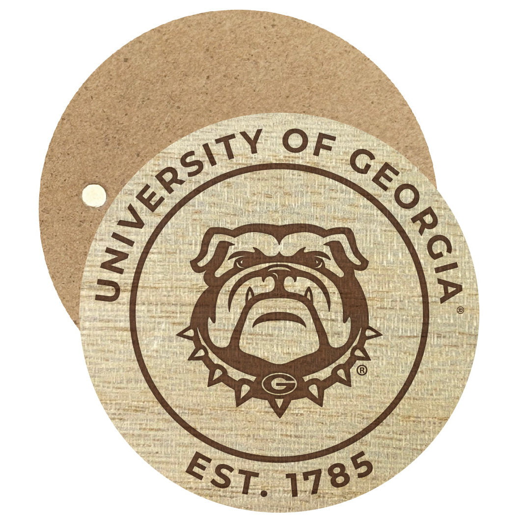 Georgia Bulldogs Engraved Round Wooden 2.5" Fridge Magnet Officially Licensed Collegiate Product Image 1