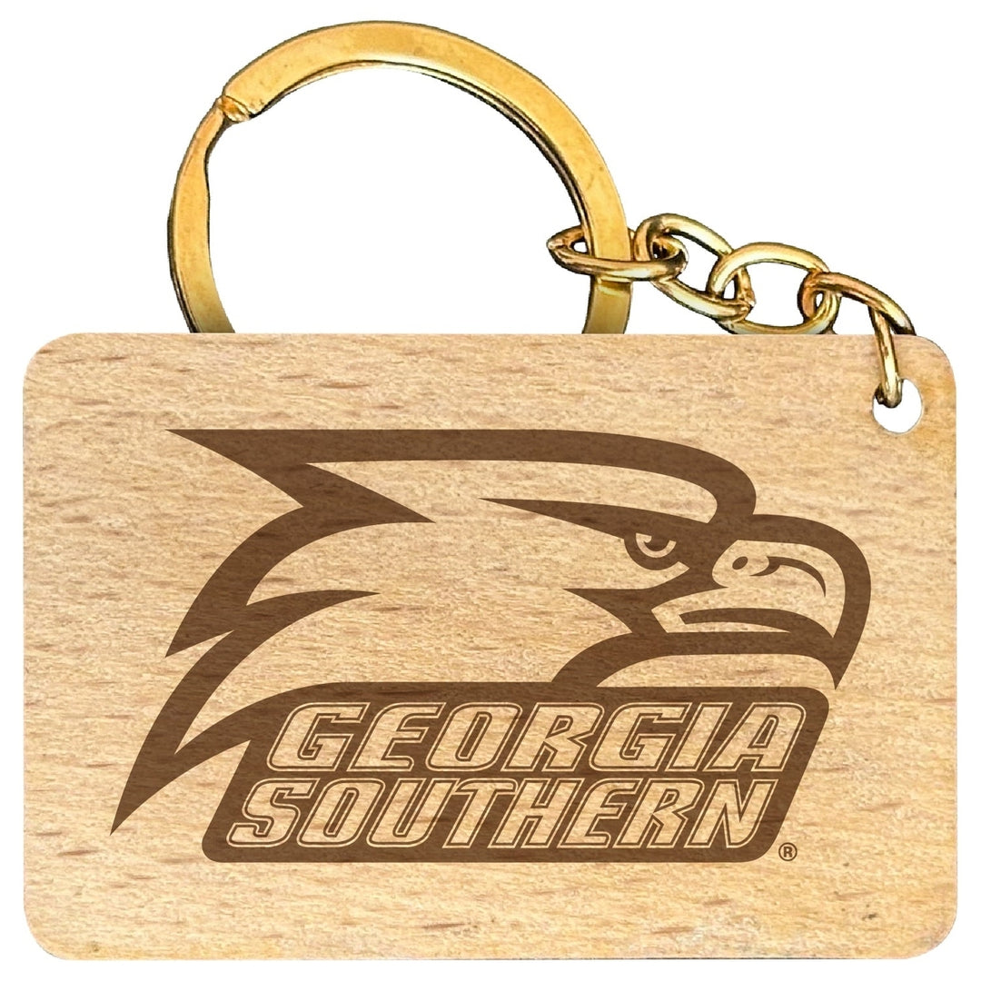 Georgia Southern Eagles Engraved Flat Wood Keychain 1.5" x 2.5" Officially Licensed Collegiate Product Image 1