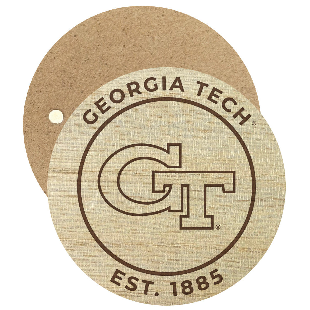 Georgia Tech Yellow Jackets Engraved Round Wooden 2.5" Fridge Magnet Officially Licensed Collegiate Product Image 1