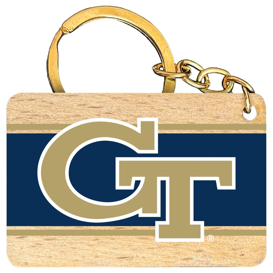 Georgia Tech Yellow Jackets Flat Wood Keychain 1.5" x 2.5" Officially Licensed Collegiate Product Image 1