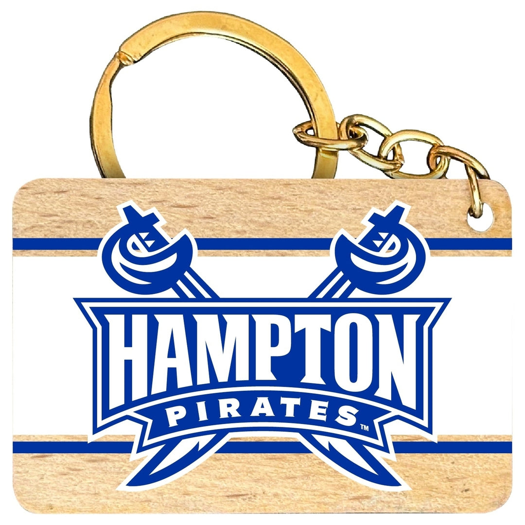 Hampton University Flat Wood Keychain 1.5" x 2.5" Officially Licensed Collegiate Product Image 1