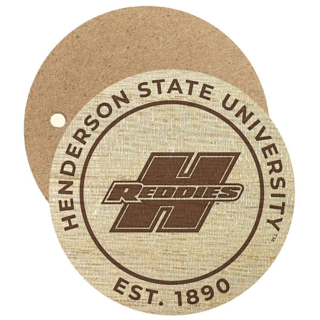 Henderson State Reddies Engraved Round Wooden 2.5" Fridge Magnet Officially Licensed Collegiate Product Image 1