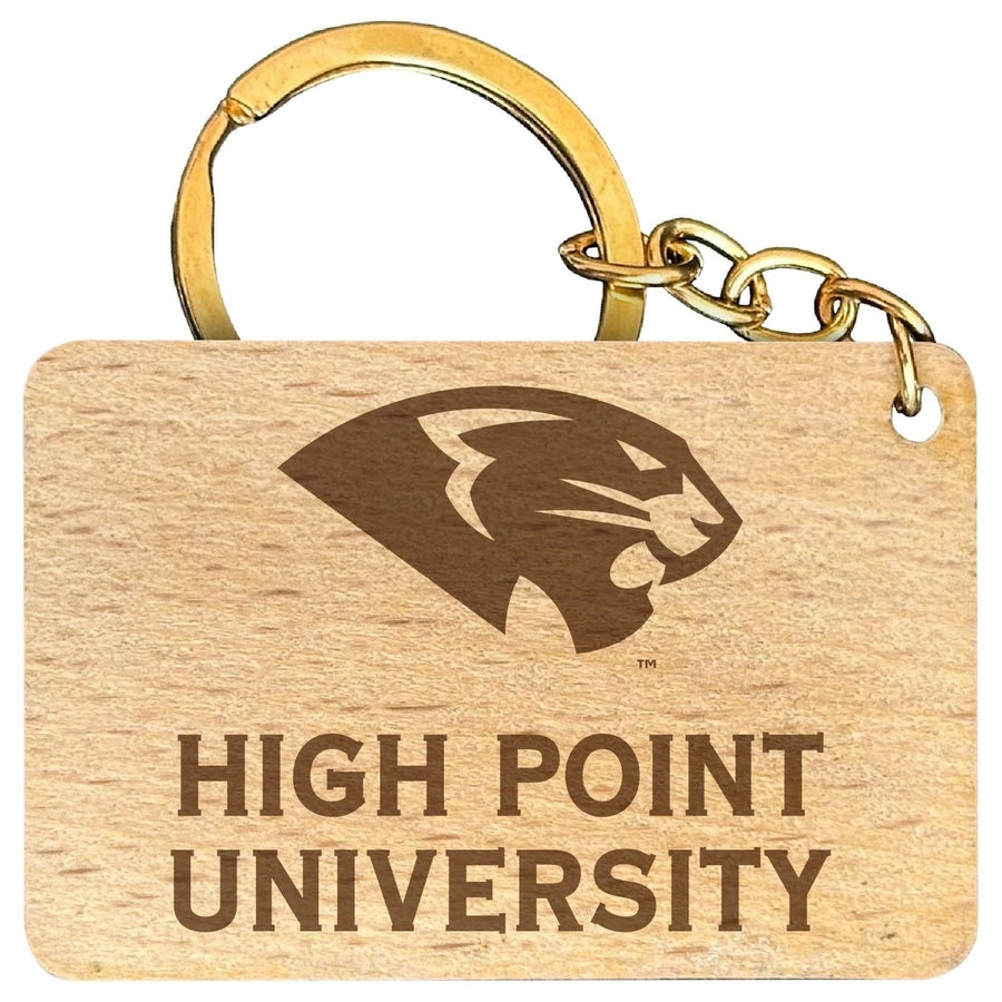 High Point University Engraved Flat Wood Keychain 1.5" x 2.5" Officially Licensed Collegiate Product Image 1