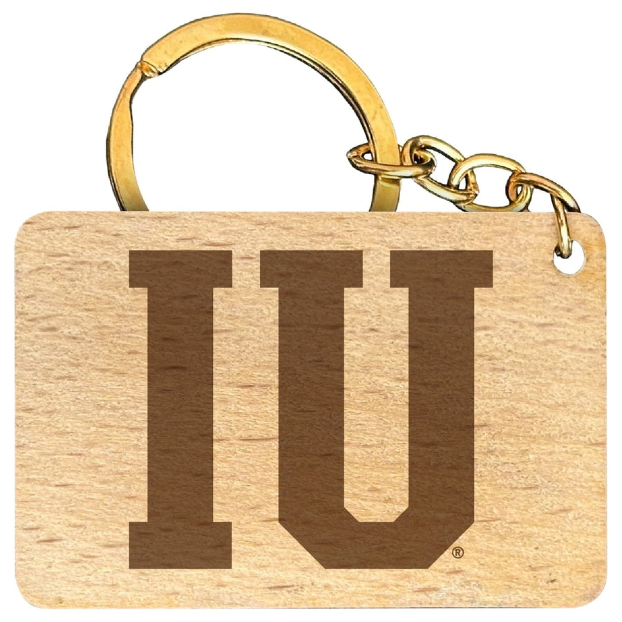 Indiana Hoosiers Engraved Flat Wood Keychain 1.5" x 2.5" Officially Licensed Collegiate Product Image 1