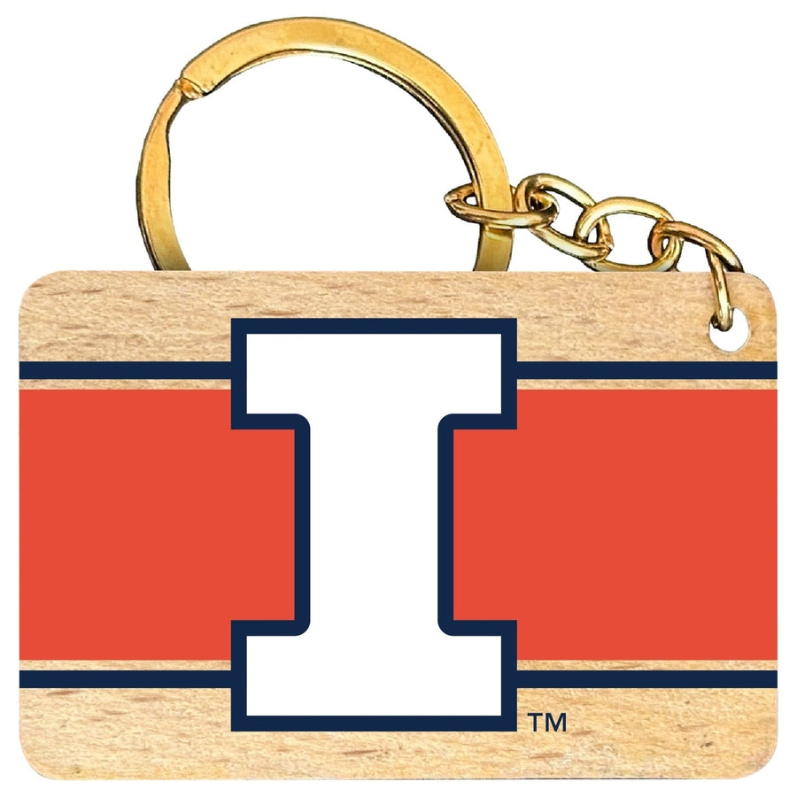 Illinois Fighting Illini Flat Wood Keychain 1.5" x 2.5" Officially Licensed Collegiate Product Image 1