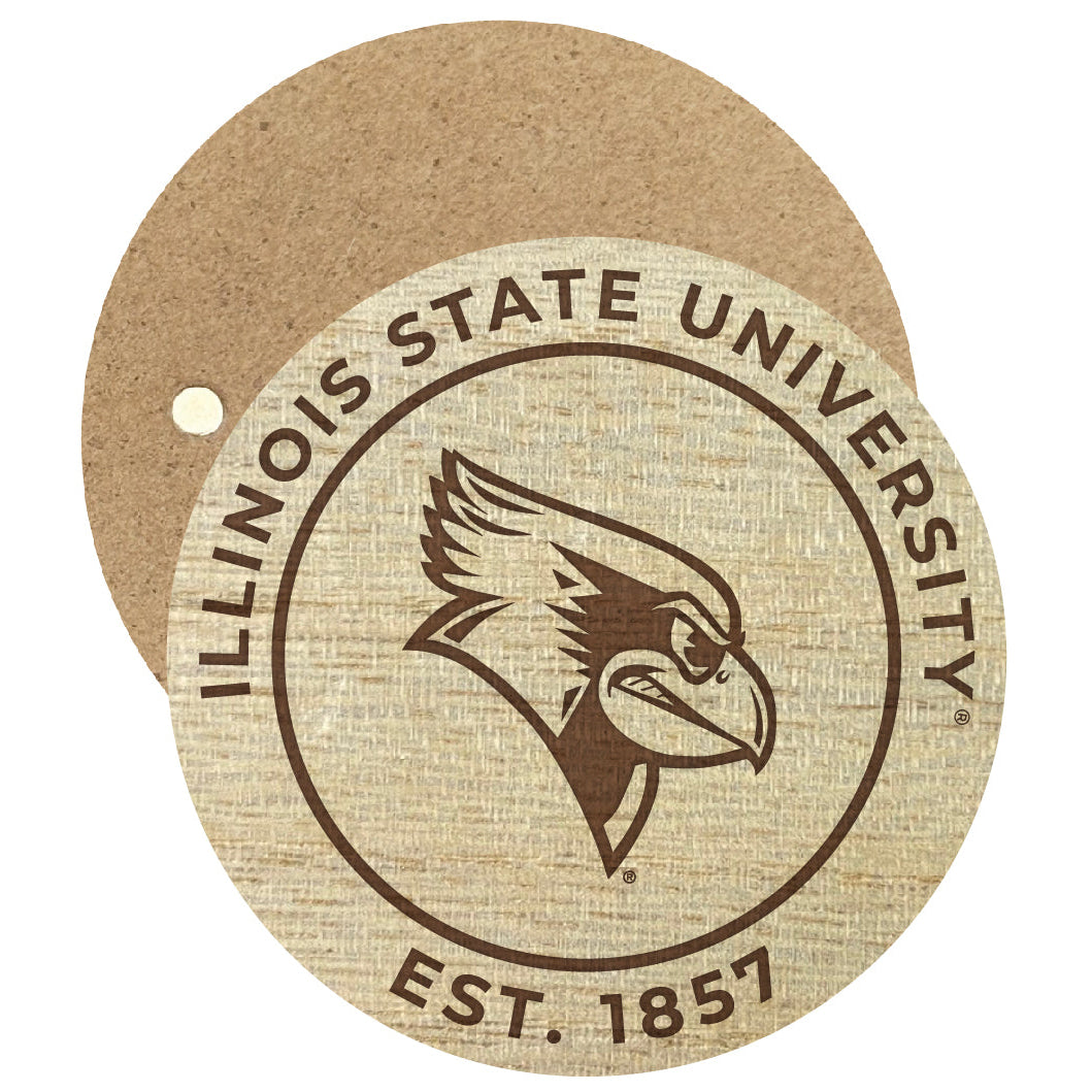 Illinois State Redbirds Engraved Round Wooden 2.5" Fridge Magnet Officially Licensed Collegiate Product Image 1