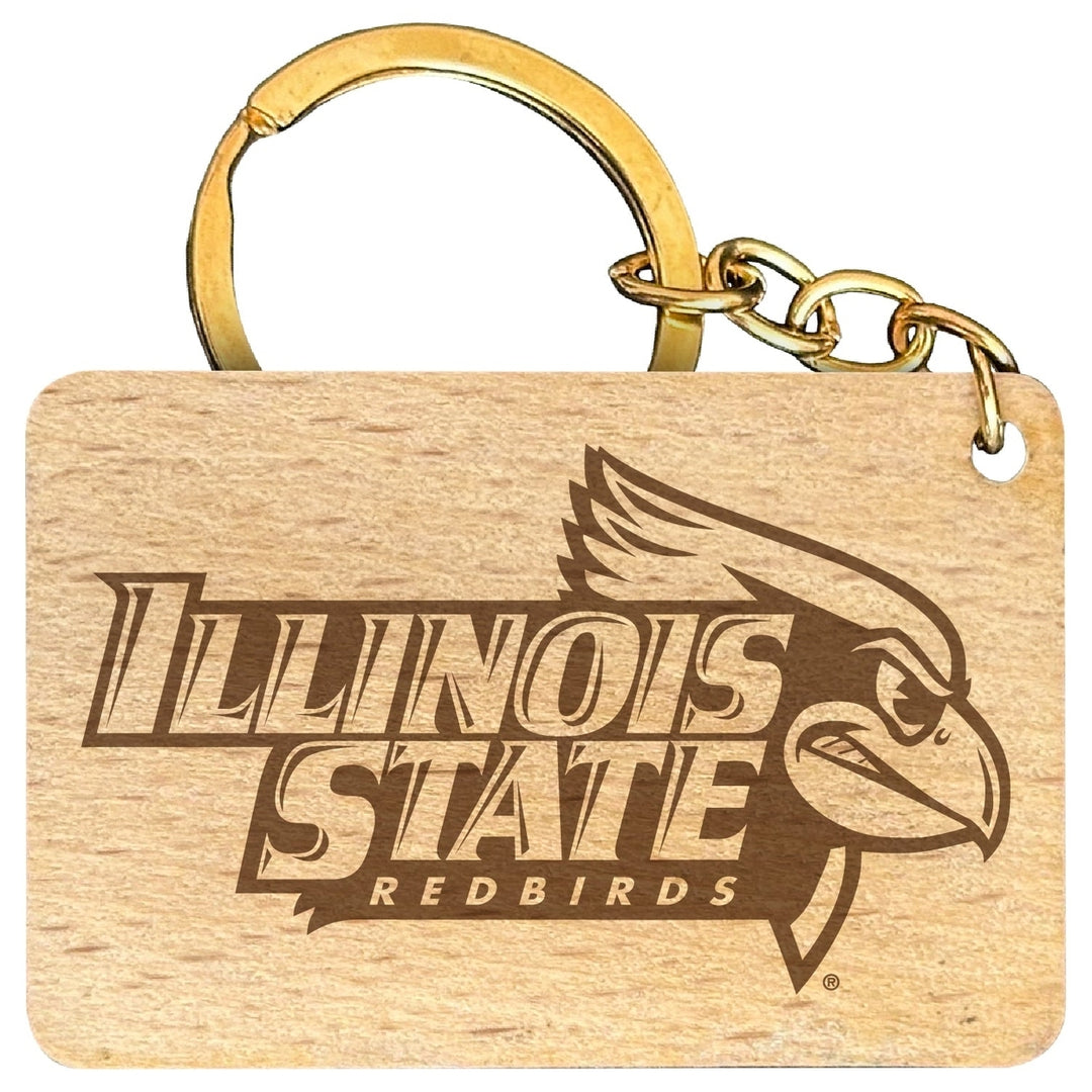 Illinois State Redbirds Engraved Flat Wood Keychain 1.5" x 2.5" Officially Licensed Collegiate Product Image 1