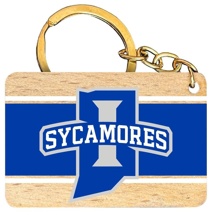 Indiana State University Flat Wood Keychain 1.5" x 2.5" Officially Licensed Collegiate Product Image 1