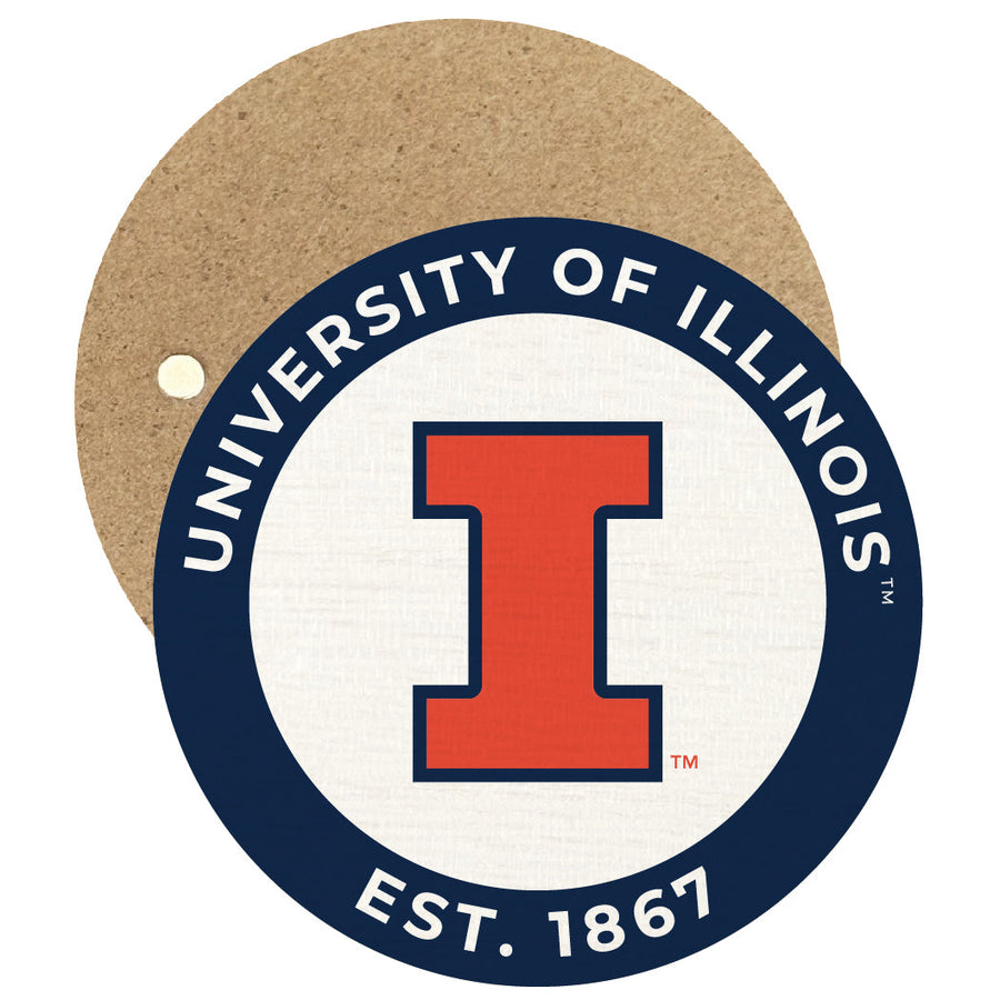 Illinois Fighting Illini Round Wooden 2.5" Fridge Magnet Officially Licensed Collegiate Product Image 1