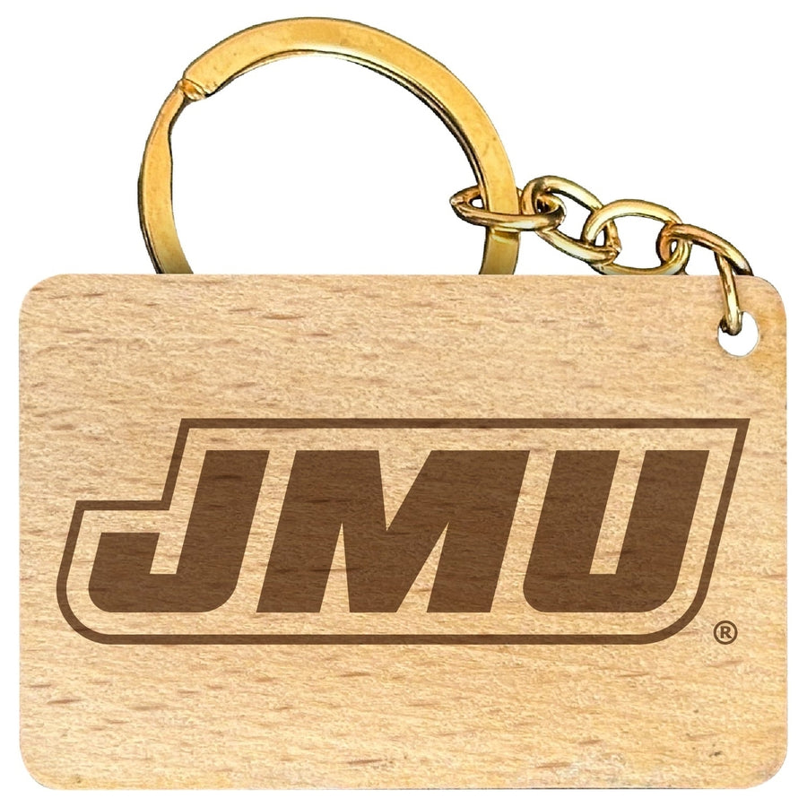 James Madison Dukes Engraved Flat Wood Keychain 1.5" x 2.5" Officially Licensed Collegiate Product Image 1