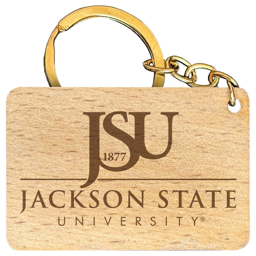 Jackson State University Engraved Flat Wood Keychain 1.5" x 2.5" Officially Licensed Collegiate Product Image 1